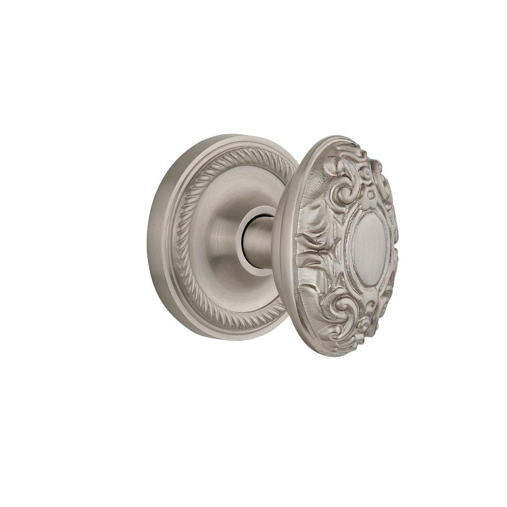 Nostalgic Warehouse ROPVIC Privacy Knob Rope rosette with Victorian Knob in Satin Nickel